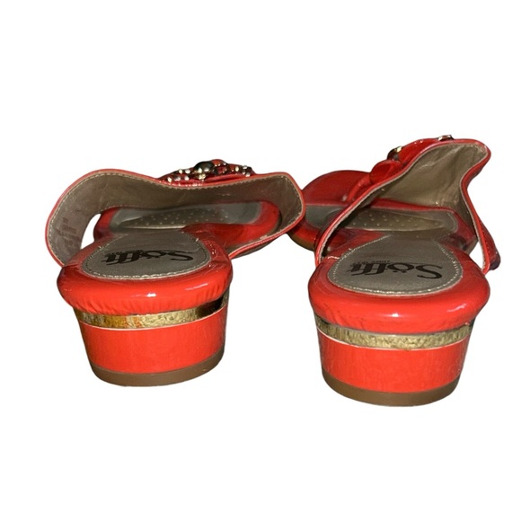 Sofft Orange Patent Leather Sandals With Flower Detail Size 8.5 - Picture 4 of 8